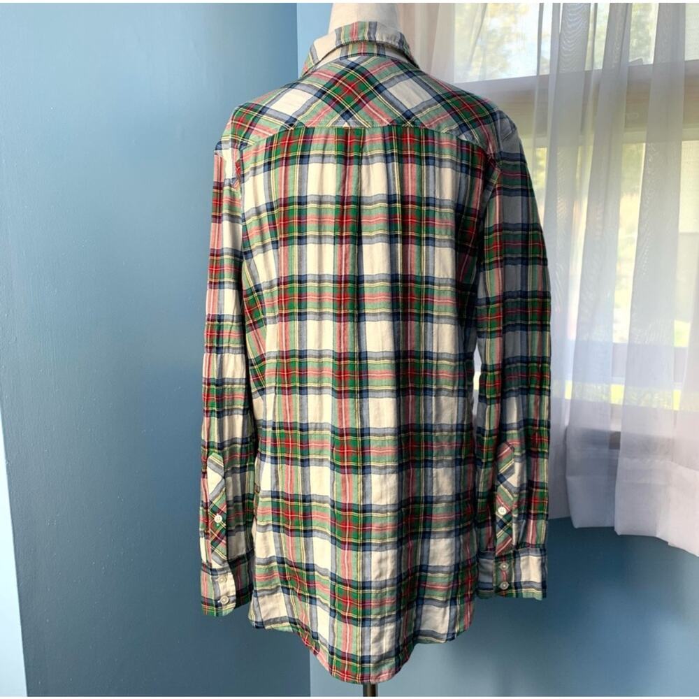 J. Crew White Stewart Tartan Plaid Button Down Shirt Size 8 - Picture 5 of 8